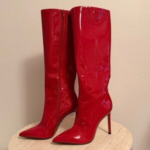 ALDO Red Patent Knee-High Stiletto Boots
